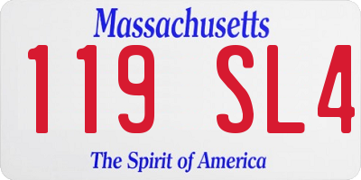 MA license plate 119SL4