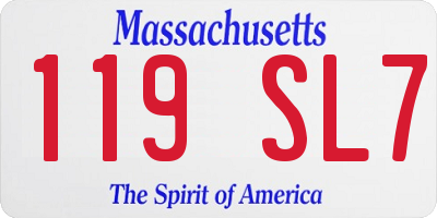 MA license plate 119SL7