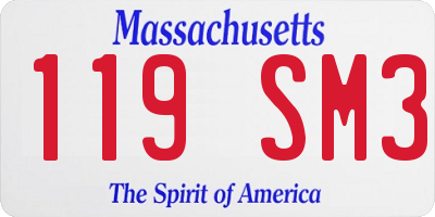 MA license plate 119SM3