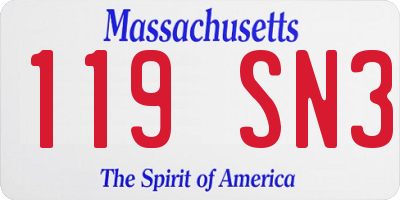 MA license plate 119SN3
