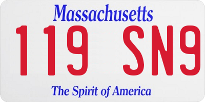 MA license plate 119SN9