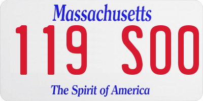 MA license plate 119SO0