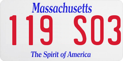 MA license plate 119SO3