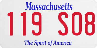 MA license plate 119SO8