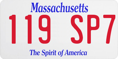MA license plate 119SP7