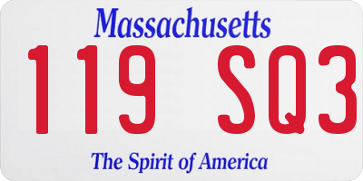 MA license plate 119SQ3