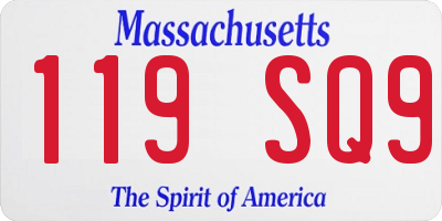 MA license plate 119SQ9