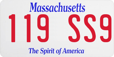 MA license plate 119SS9