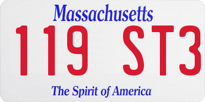MA license plate 119ST3