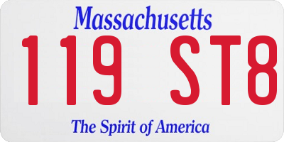 MA license plate 119ST8