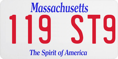 MA license plate 119ST9