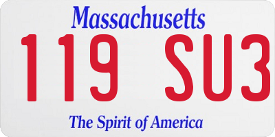 MA license plate 119SU3