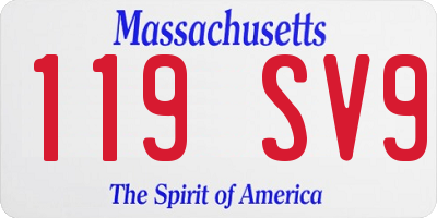 MA license plate 119SV9