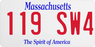 MA license plate 119SW4