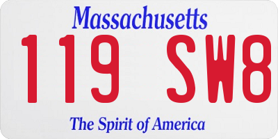 MA license plate 119SW8