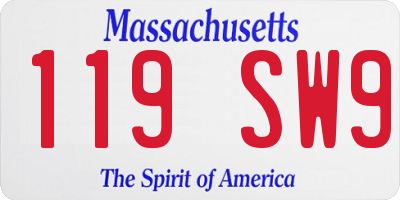 MA license plate 119SW9