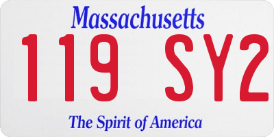 MA license plate 119SY2