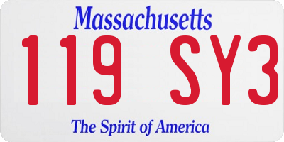 MA license plate 119SY3