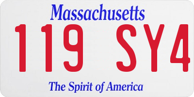 MA license plate 119SY4