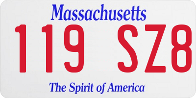 MA license plate 119SZ8