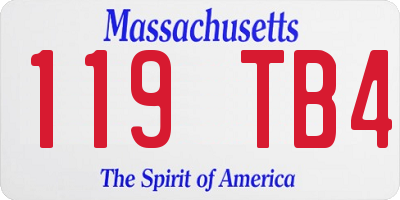 MA license plate 119TB4