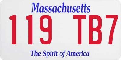 MA license plate 119TB7