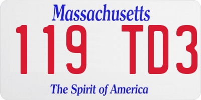 MA license plate 119TD3