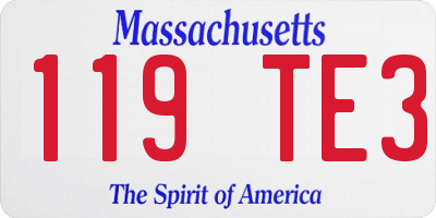 MA license plate 119TE3