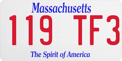 MA license plate 119TF3