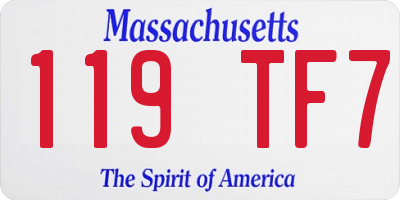 MA license plate 119TF7