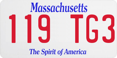 MA license plate 119TG3