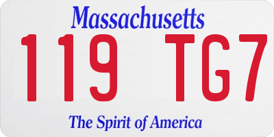 MA license plate 119TG7