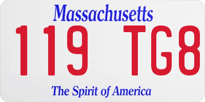 MA license plate 119TG8