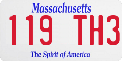MA license plate 119TH3