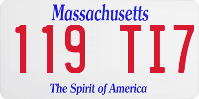 MA license plate 119TI7
