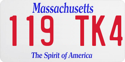 MA license plate 119TK4