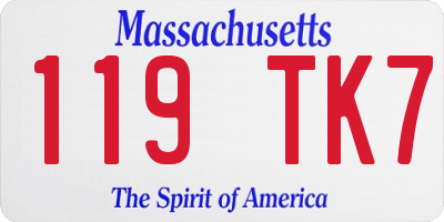 MA license plate 119TK7