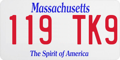 MA license plate 119TK9