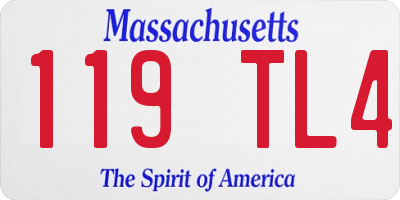 MA license plate 119TL4