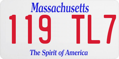 MA license plate 119TL7
