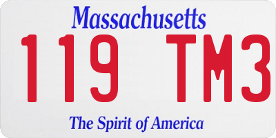 MA license plate 119TM3