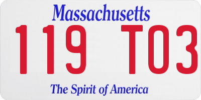 MA license plate 119TO3