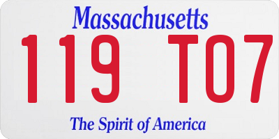 MA license plate 119TO7