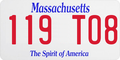 MA license plate 119TO8