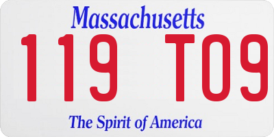MA license plate 119TO9