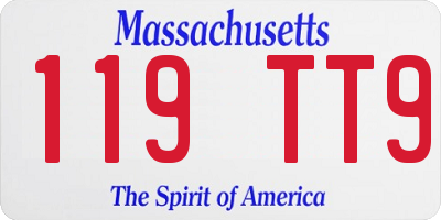 MA license plate 119TT9