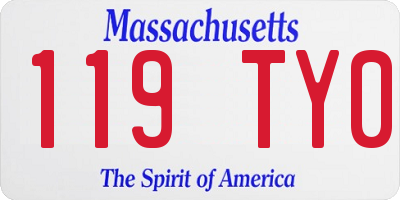 MA license plate 119TY0