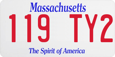 MA license plate 119TY2
