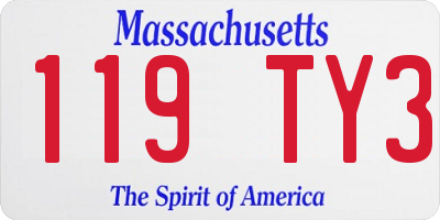 MA license plate 119TY3