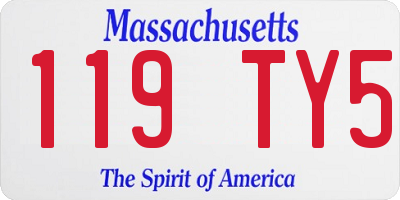 MA license plate 119TY5